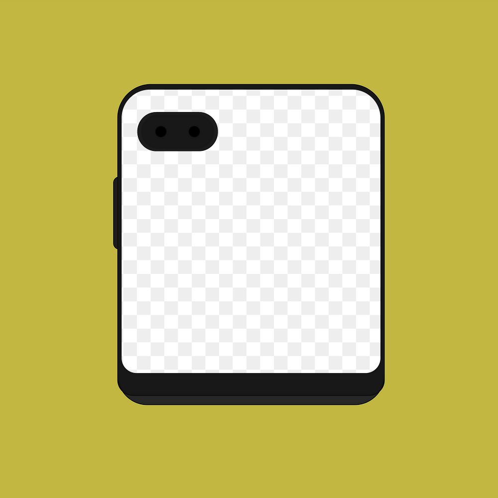 Foldable phone png, transparent rear view mockup, digital device illustration