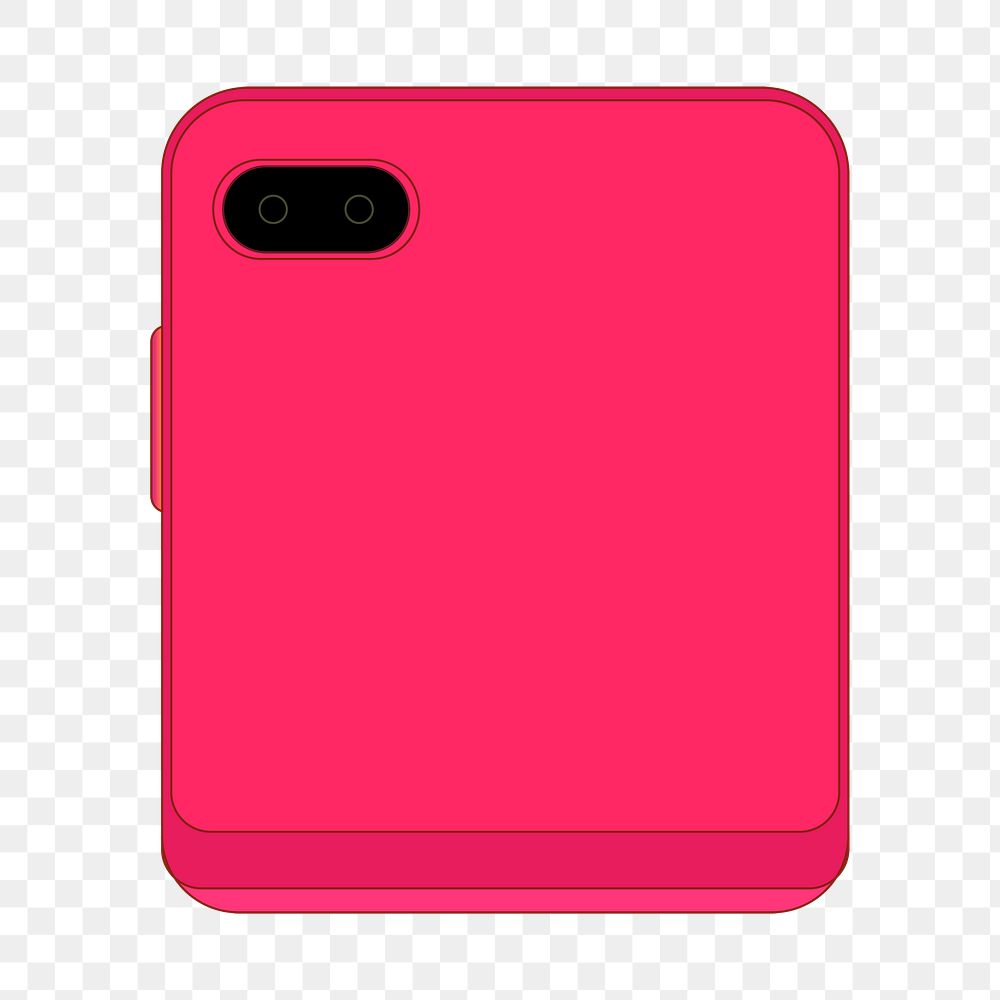 Pink foldable phone png, rear camera, flip phone illustration