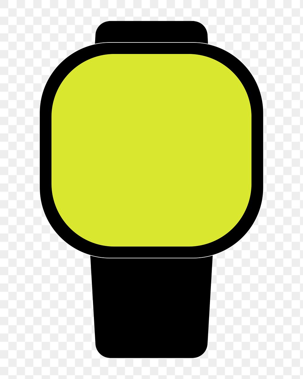 Black smartwatch png sticker, blank green square screen, health tracker device illustration