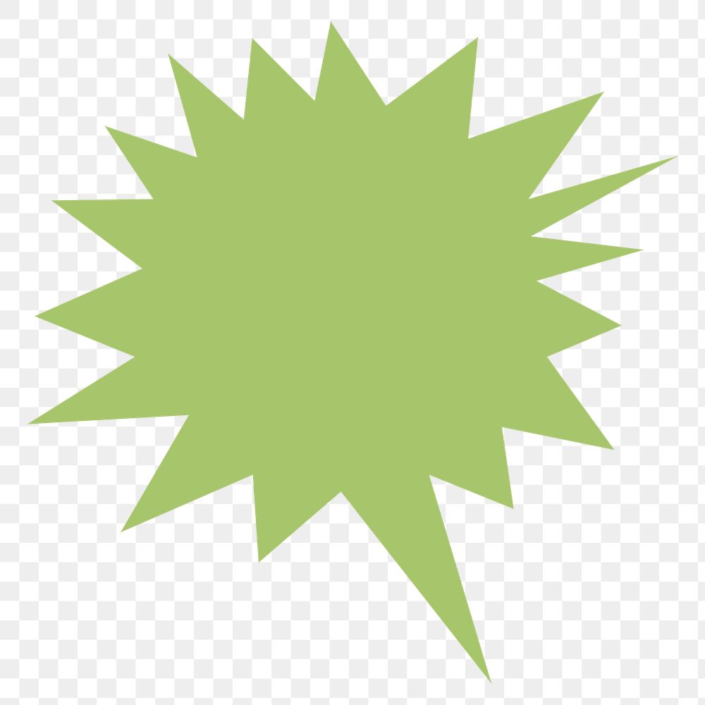 Explosion speech bubble PNG clip art, green flat design