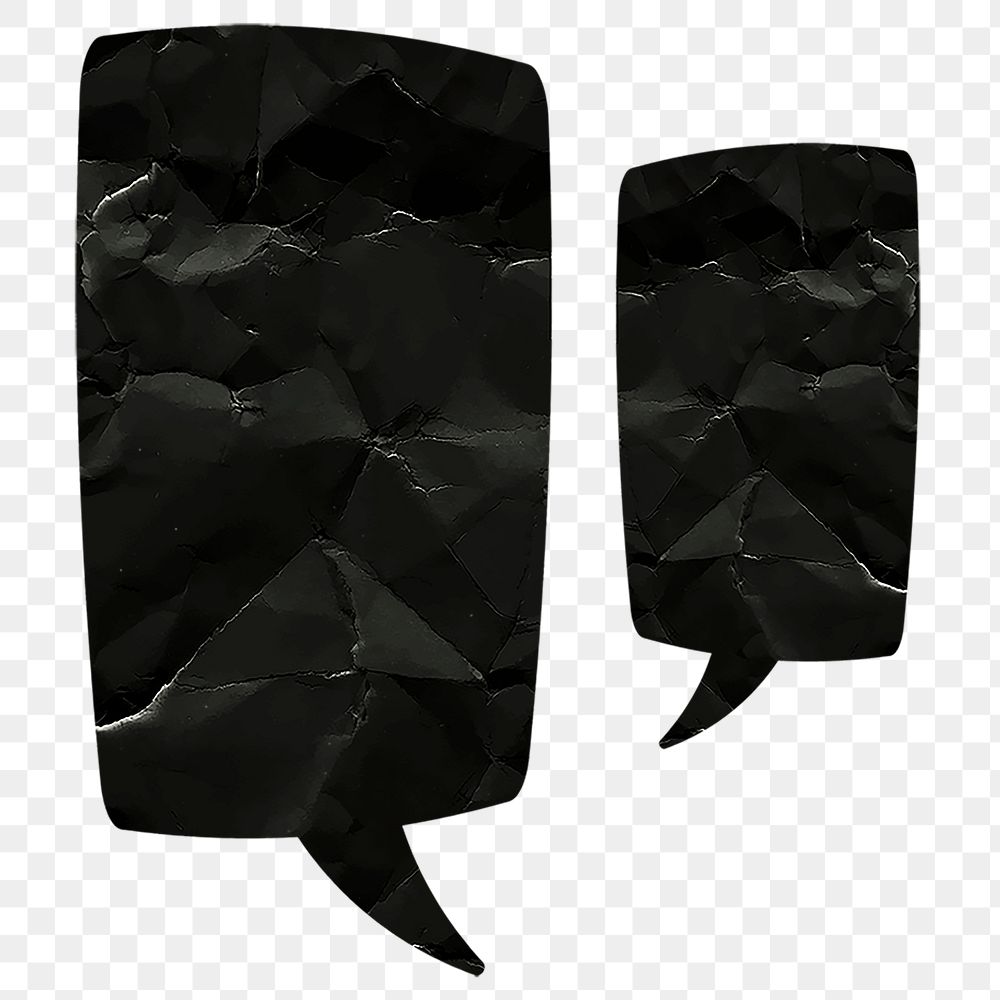 Speech bubble PNG clip art, black paper texture