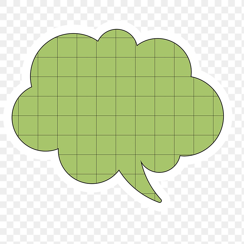 Speech bubble PNG clip art, grid paper pattern style