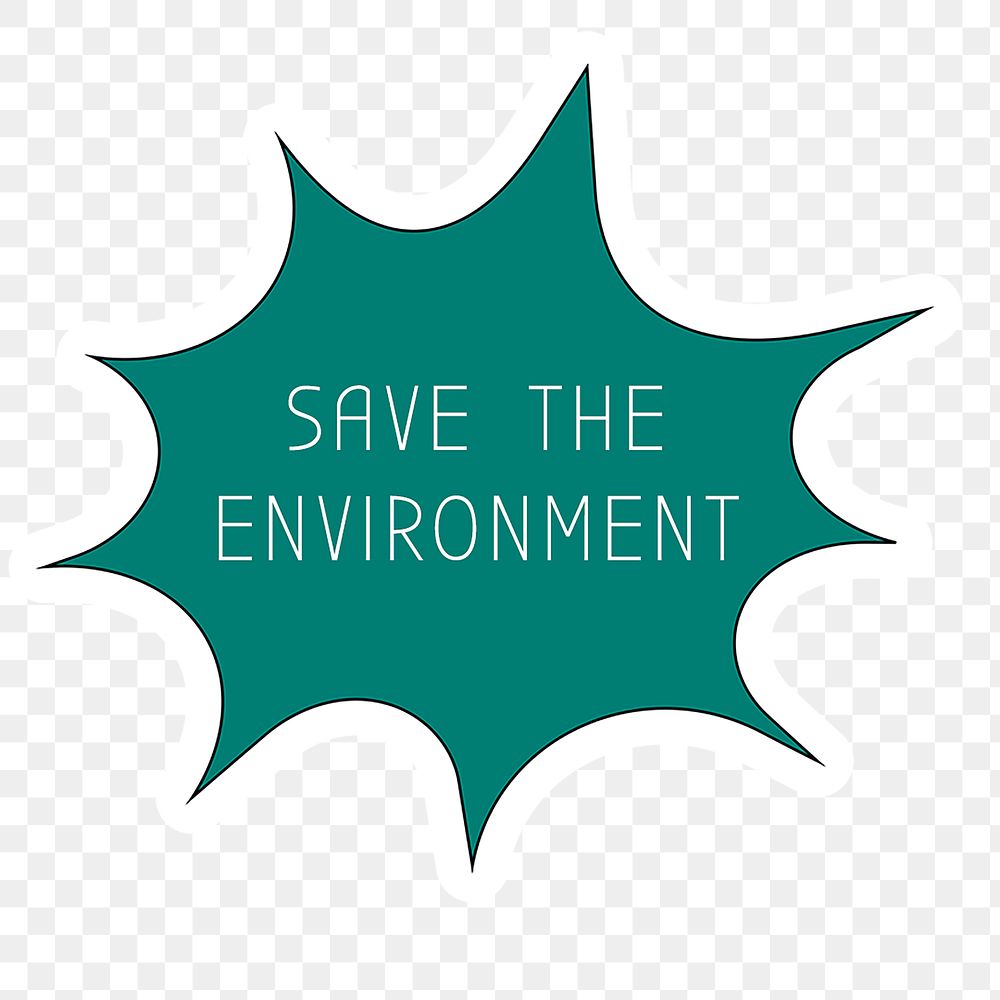 PNG save the environment sticker, explosion speech bubble
