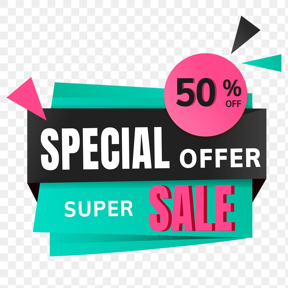 Special offer png banner sticker, shopping transparent clipart