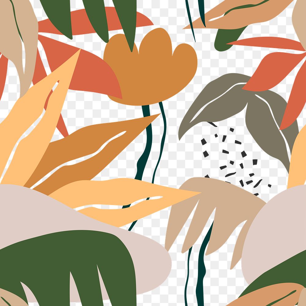 Tropical png seamless pattern, transparent background