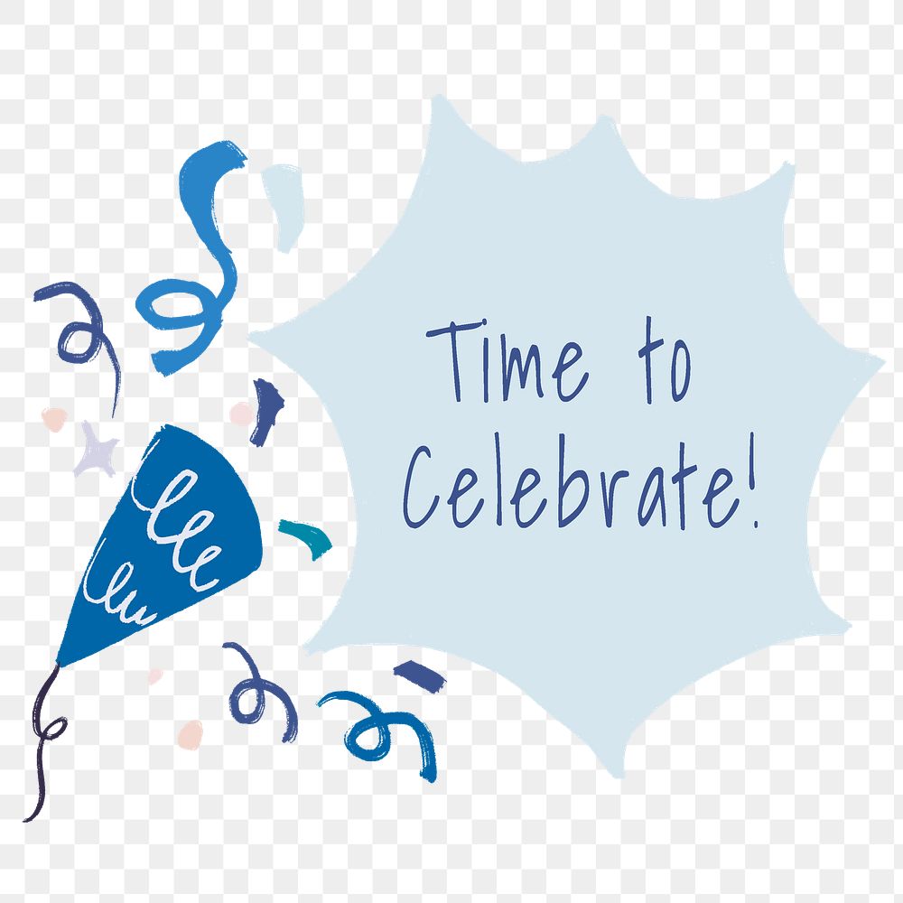 Party PNG, party sticker, time to celebrate text