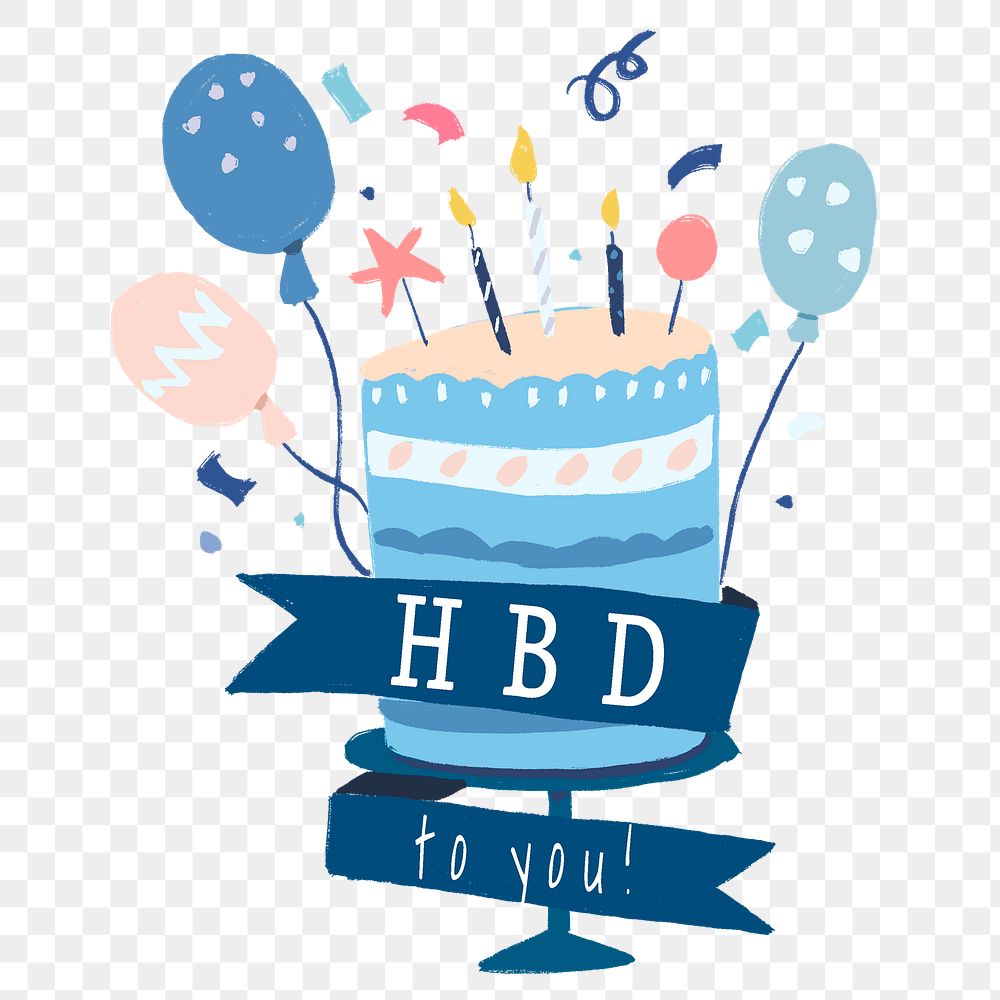 Birthday sticker png, cake with Happy Birthday message
