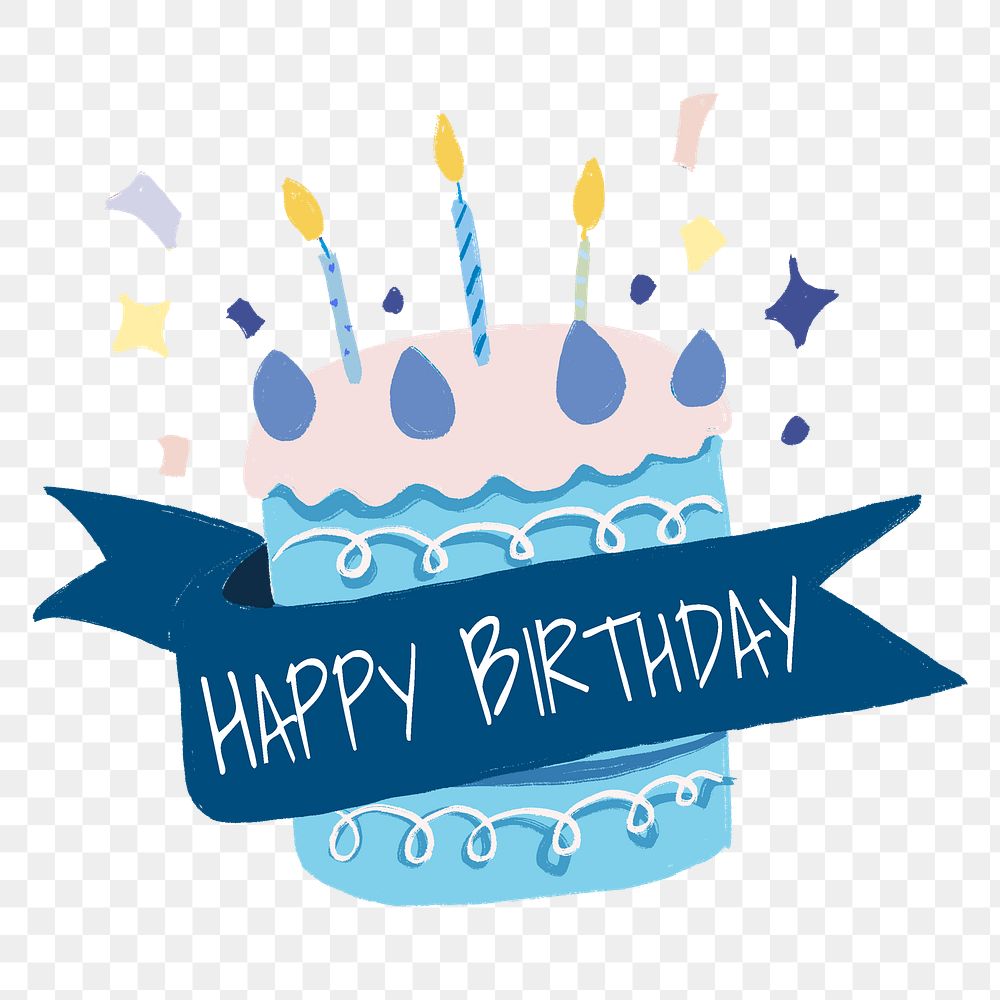 Birthday sticker png, cake with Happy Birthday message