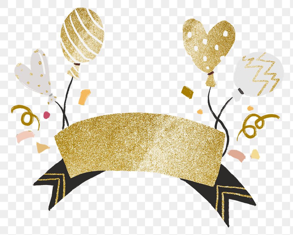 Party PNG sticker, glitter gold blank label design