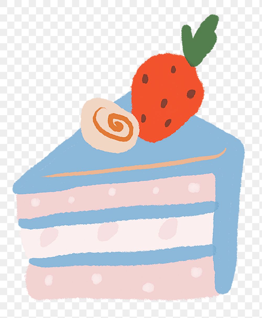 Strawberry cake PNG clipart, blue pastel dessert icon