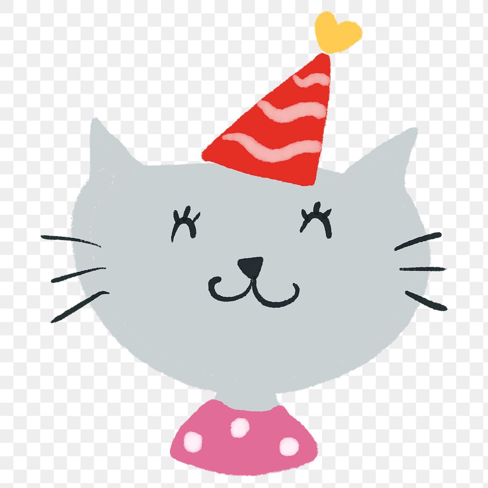 Cat PNG party sticker, cute pet illustration