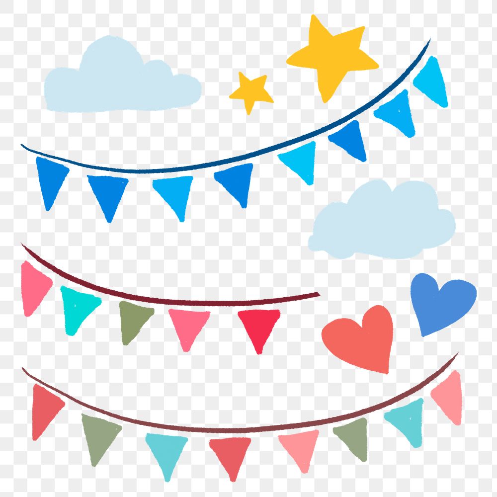 Party garland PNG clipart, festive flag decoration