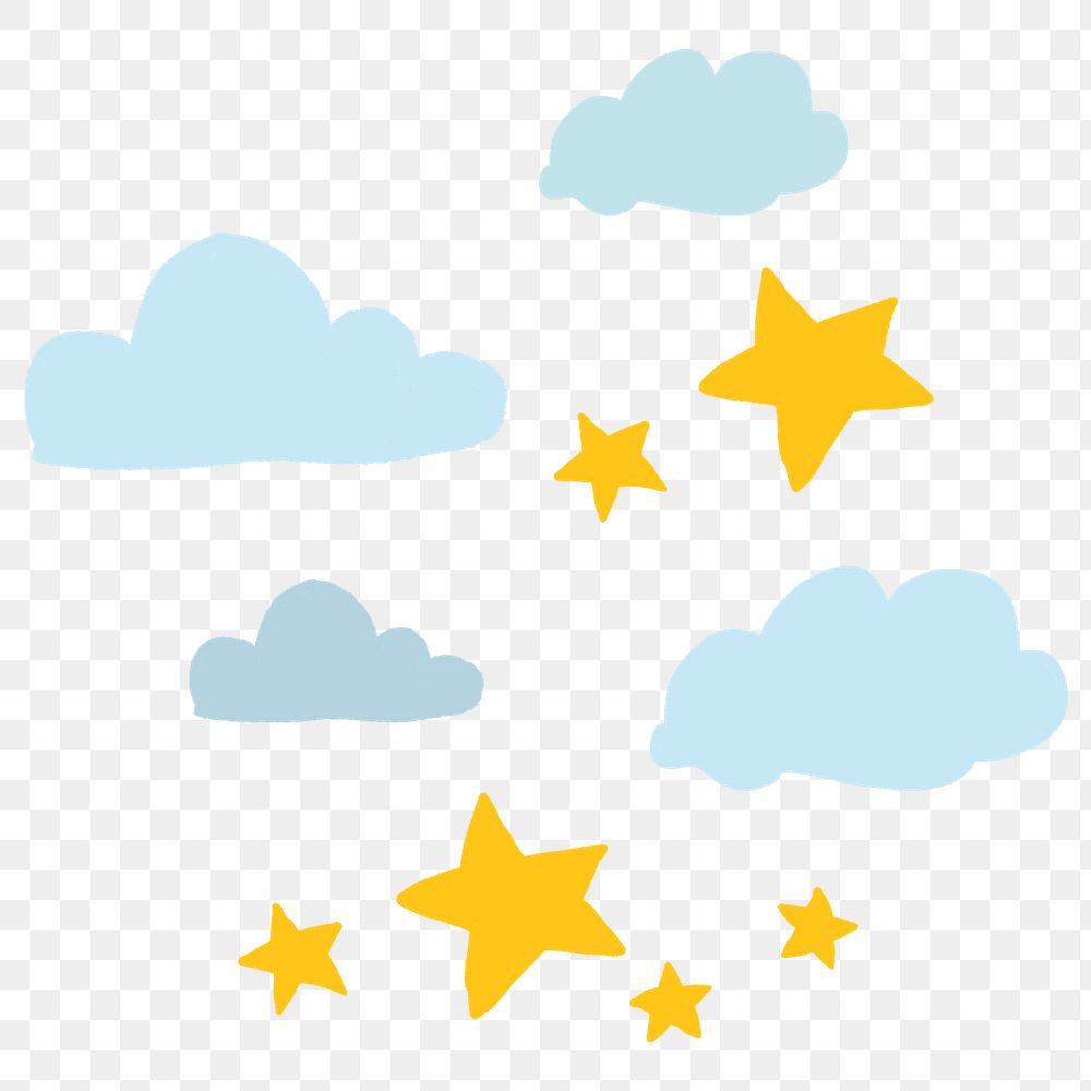 Cloud and star PNG clipart flat design