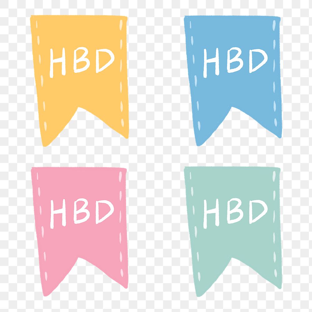 Birthday badge PNG sticker, decorative banner design set