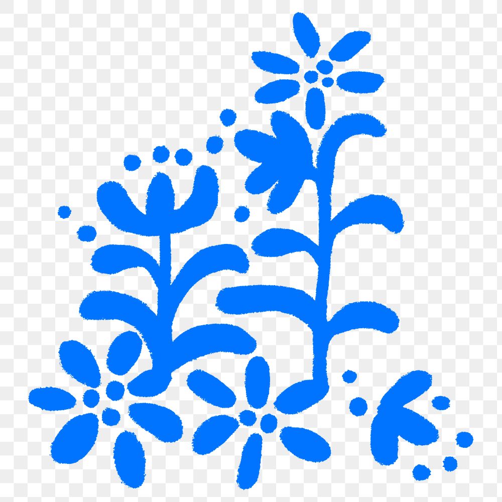 Flower PNG sticker, blue simple graphic