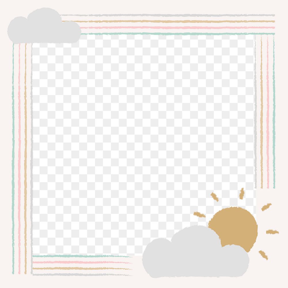 Cute frame PNG clipart, doodle rain border design