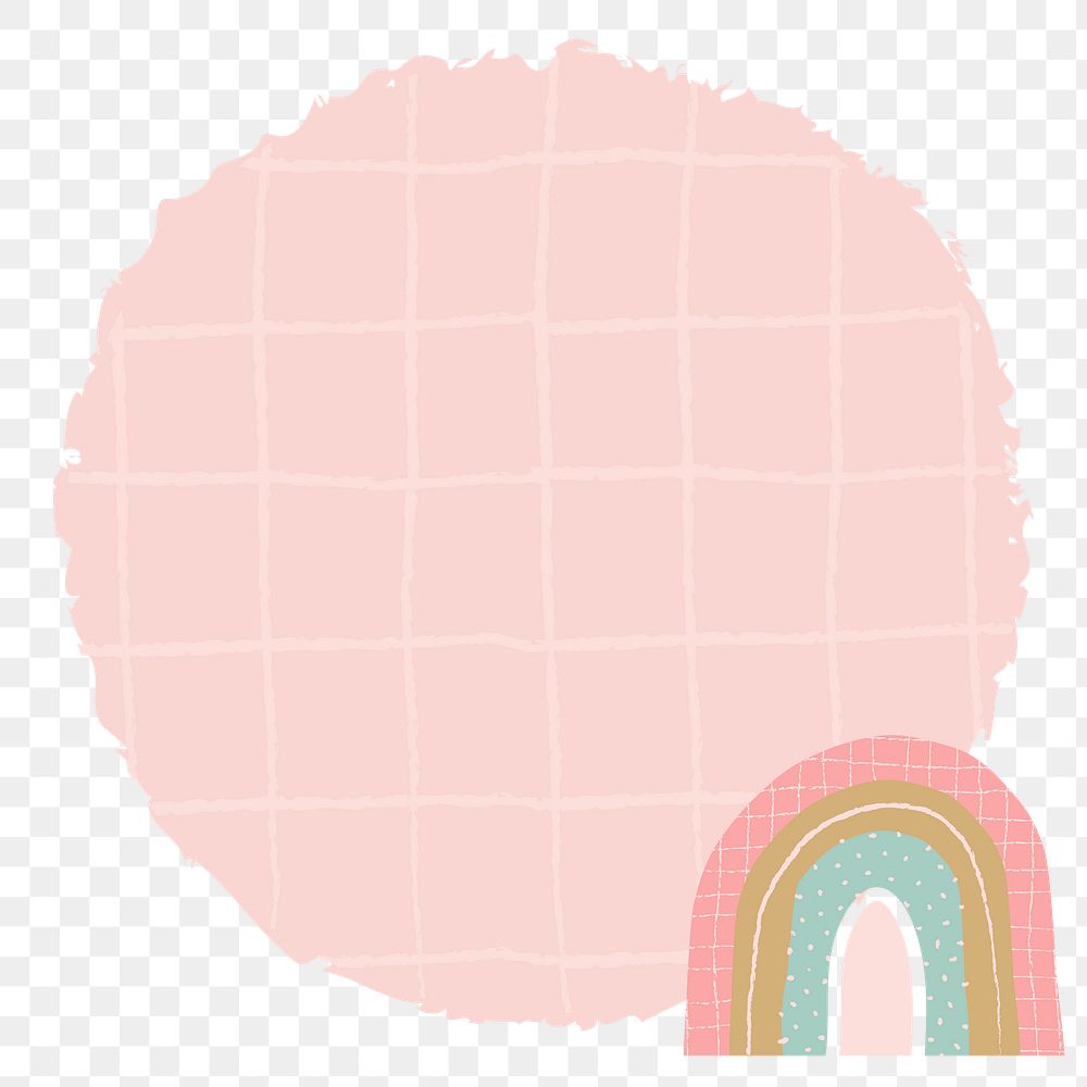 Cute badge PNG frame clipart, doodle rainbow border design