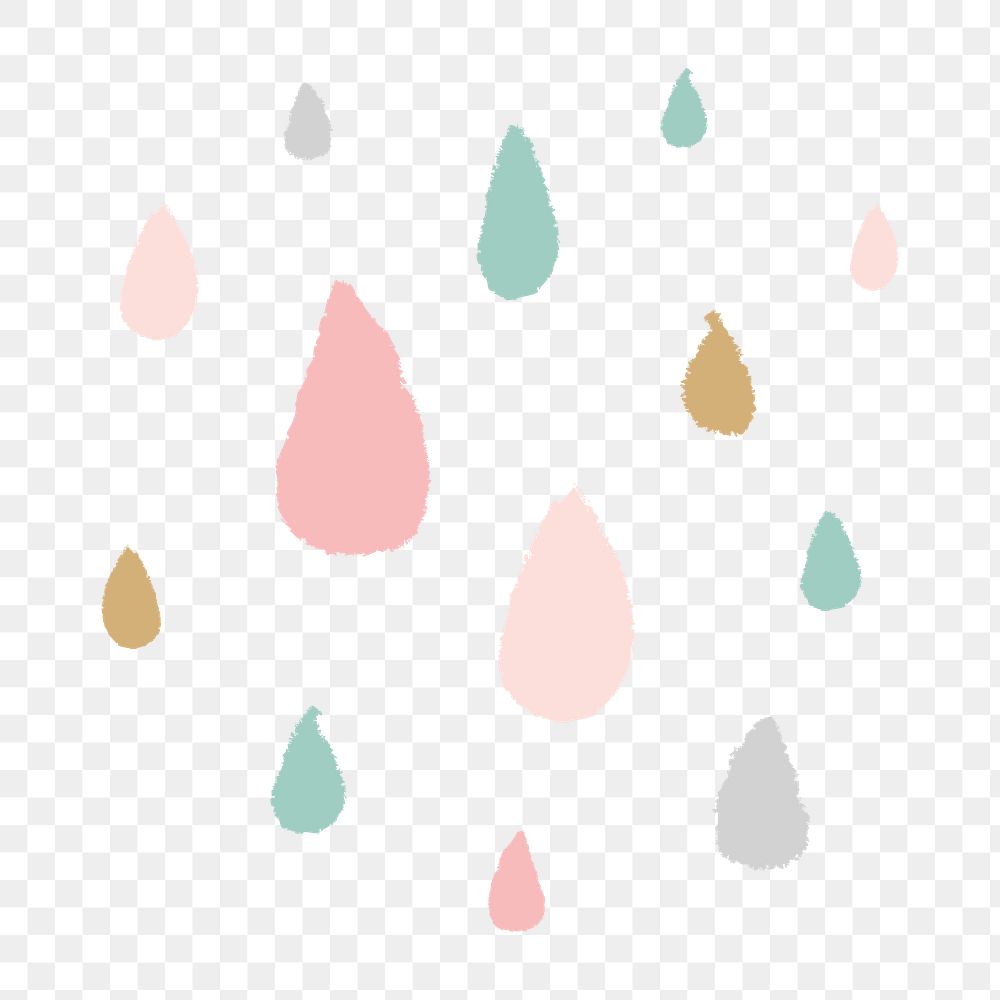 Rain PNG sticker in cute doodle style