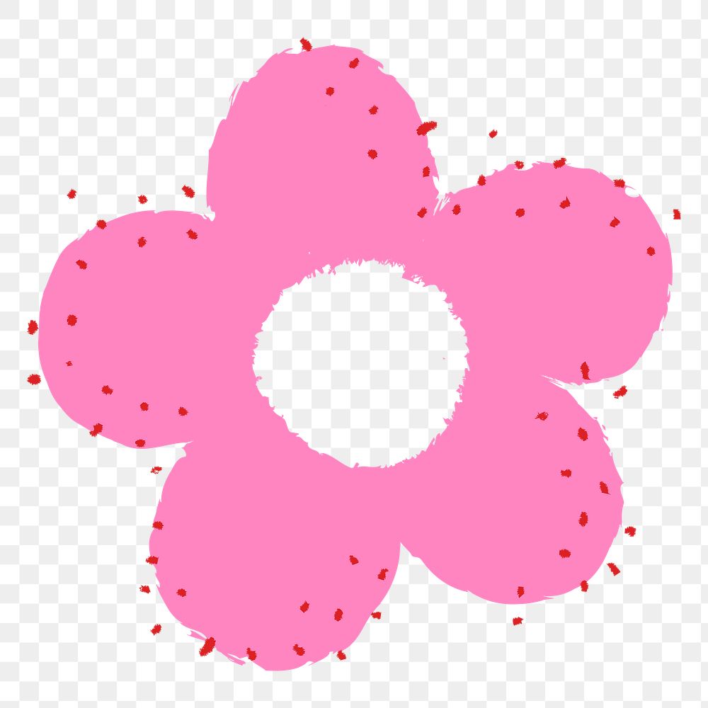 Flower PNG sticker in funky doodle style