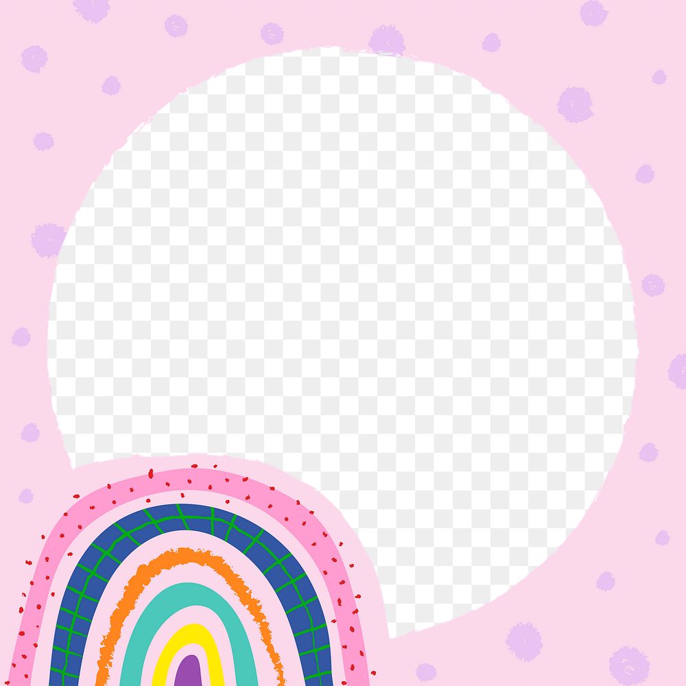 Cute frame PNG sticker, funky doodle rainbow border design