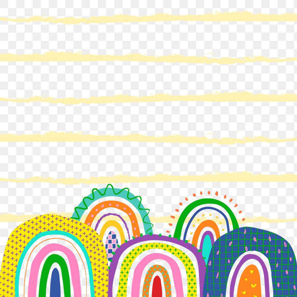 Rainbow PNG, funky doodle transparent background