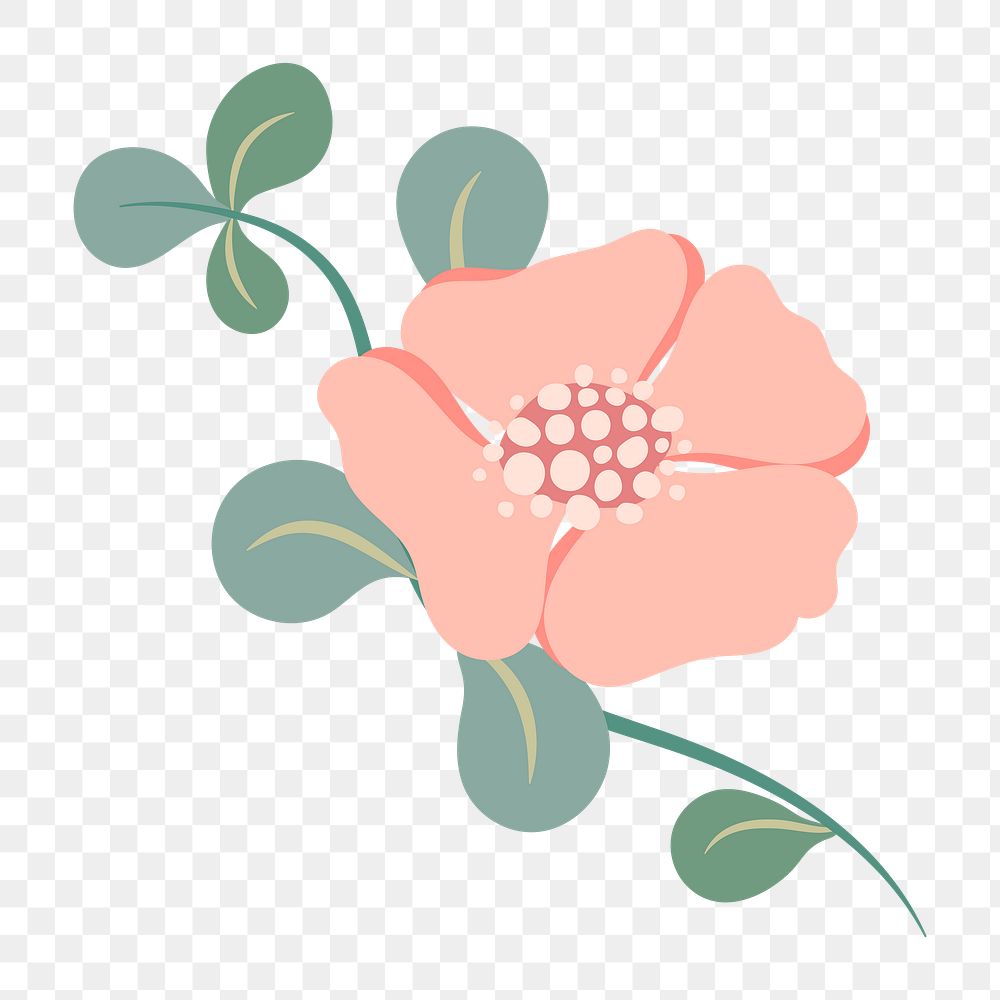 Flower sticker png pink flower clipart illustration