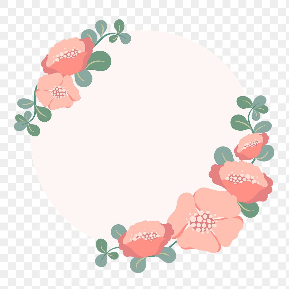 Border png, flower sticker illustration, flat design spring frame