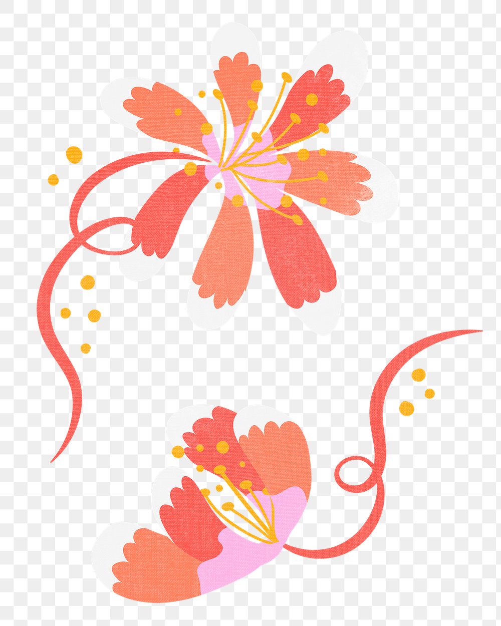 Pink flower sticker png, spring clipart illustration