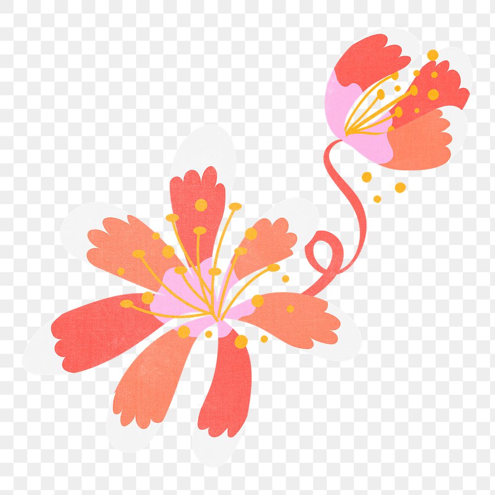 Pink  flower sticker png, spring clipart illustration