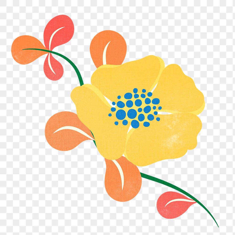 Yellow flower sticker png, spring clipart illustration