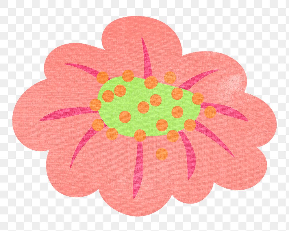 Pink flower sticker png, spring clipart illustration