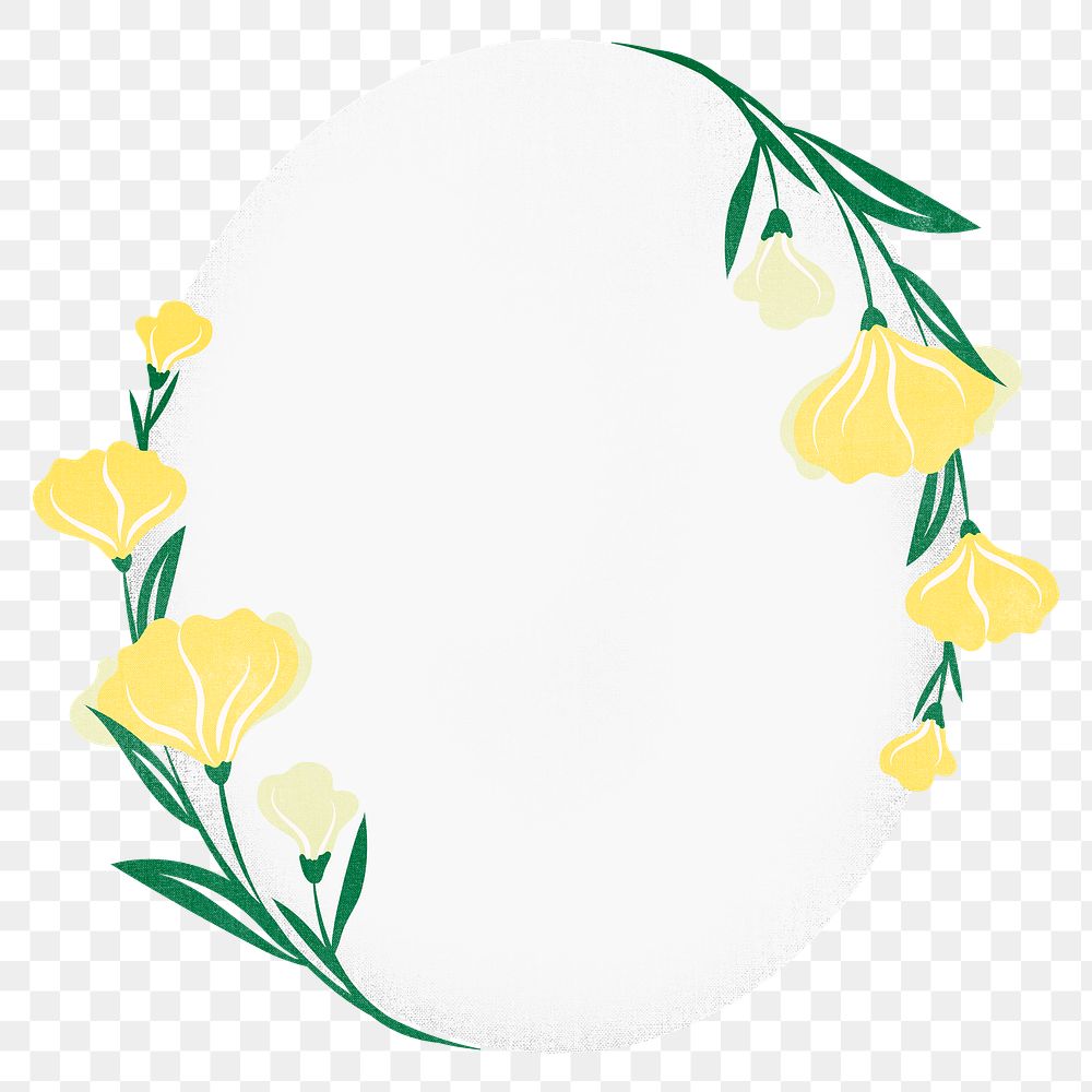 Border png, flower sticker illustration, flat design spring frame