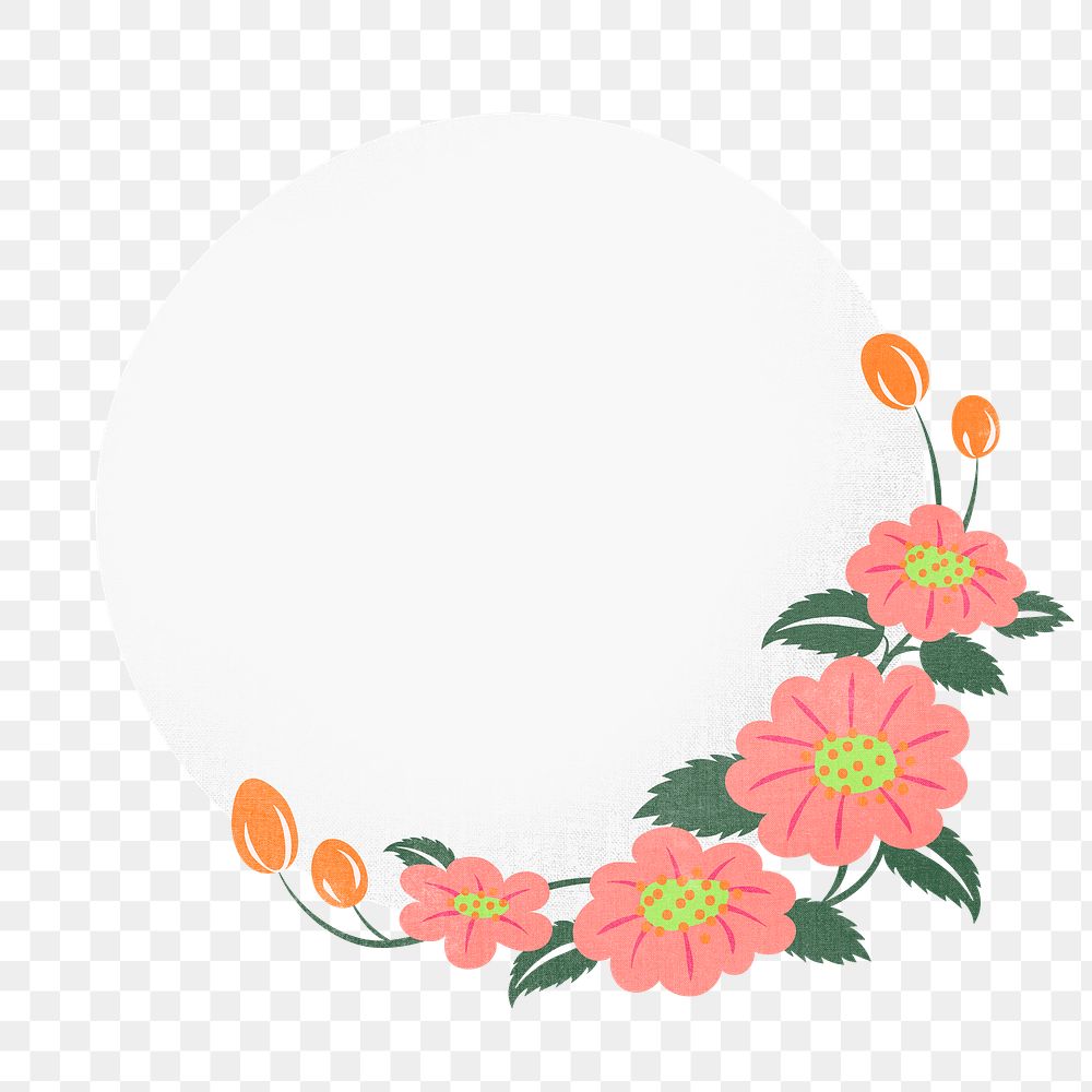 Border png, flower sticker illustration, cute spring frame