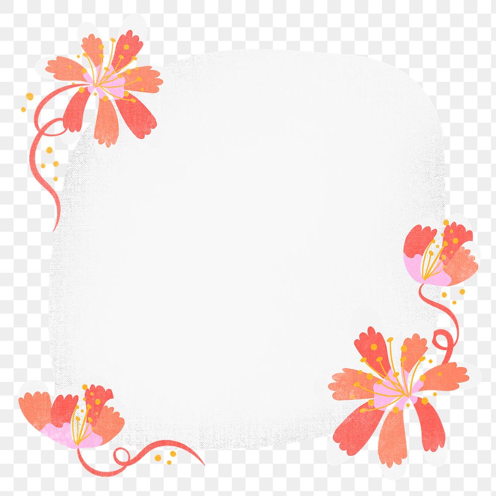 Border png, flower sticker illustration, cute spring frame
