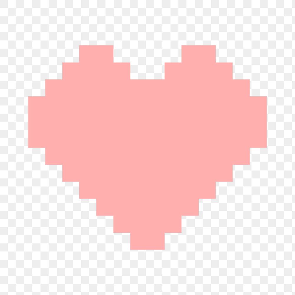 Pixelated heart PNG sticker, pink pastel design icon