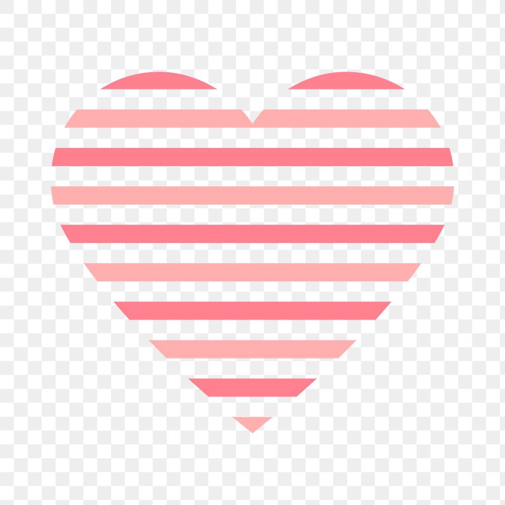 Cute heart PNG clipart, pink pastel striped design icon