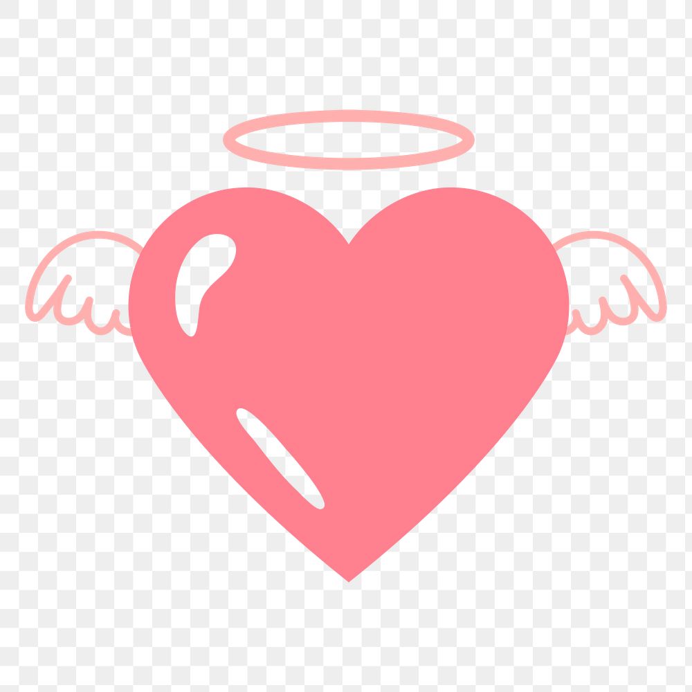 Angel heart PNG sticker, pink cute design icon