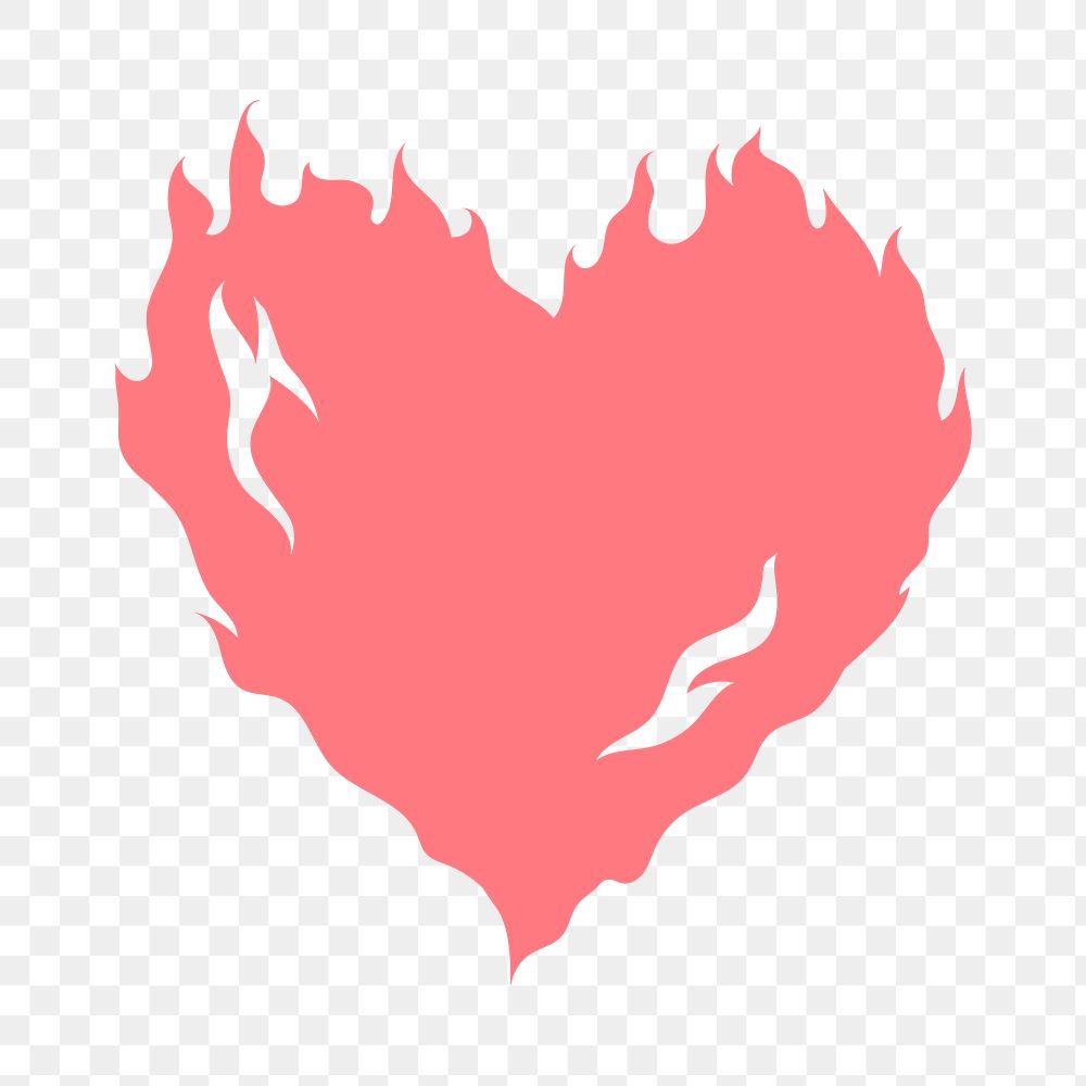 Burning heart PNG clipart, pink design icon