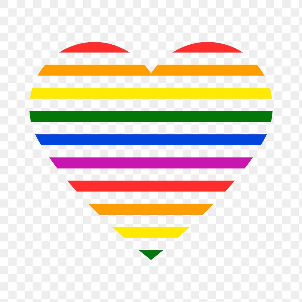 LGBT heart PNG clipart, colorful stripes icon