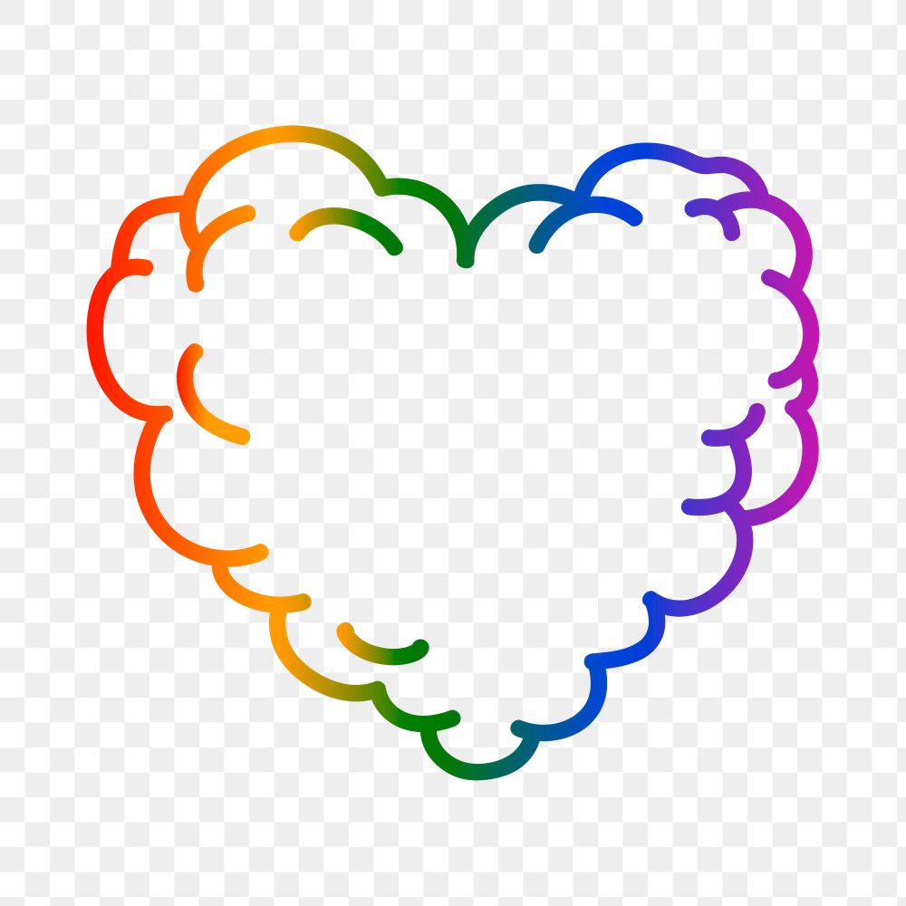 Rainbow heart PNG clipart, LGBT pride month doodle design icon