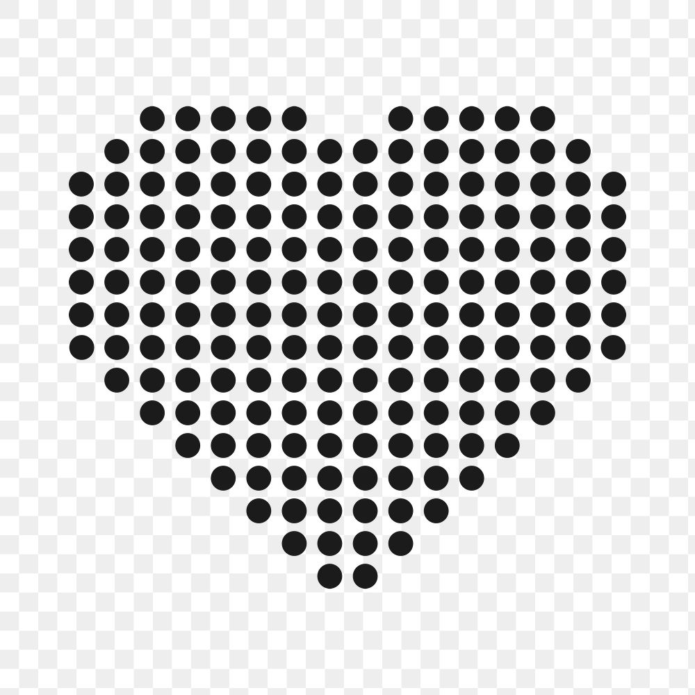 Heart PNG clipart, black polka dot design icon