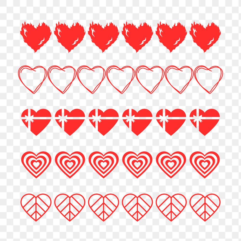 Heart divider PNG, cute love sticker set