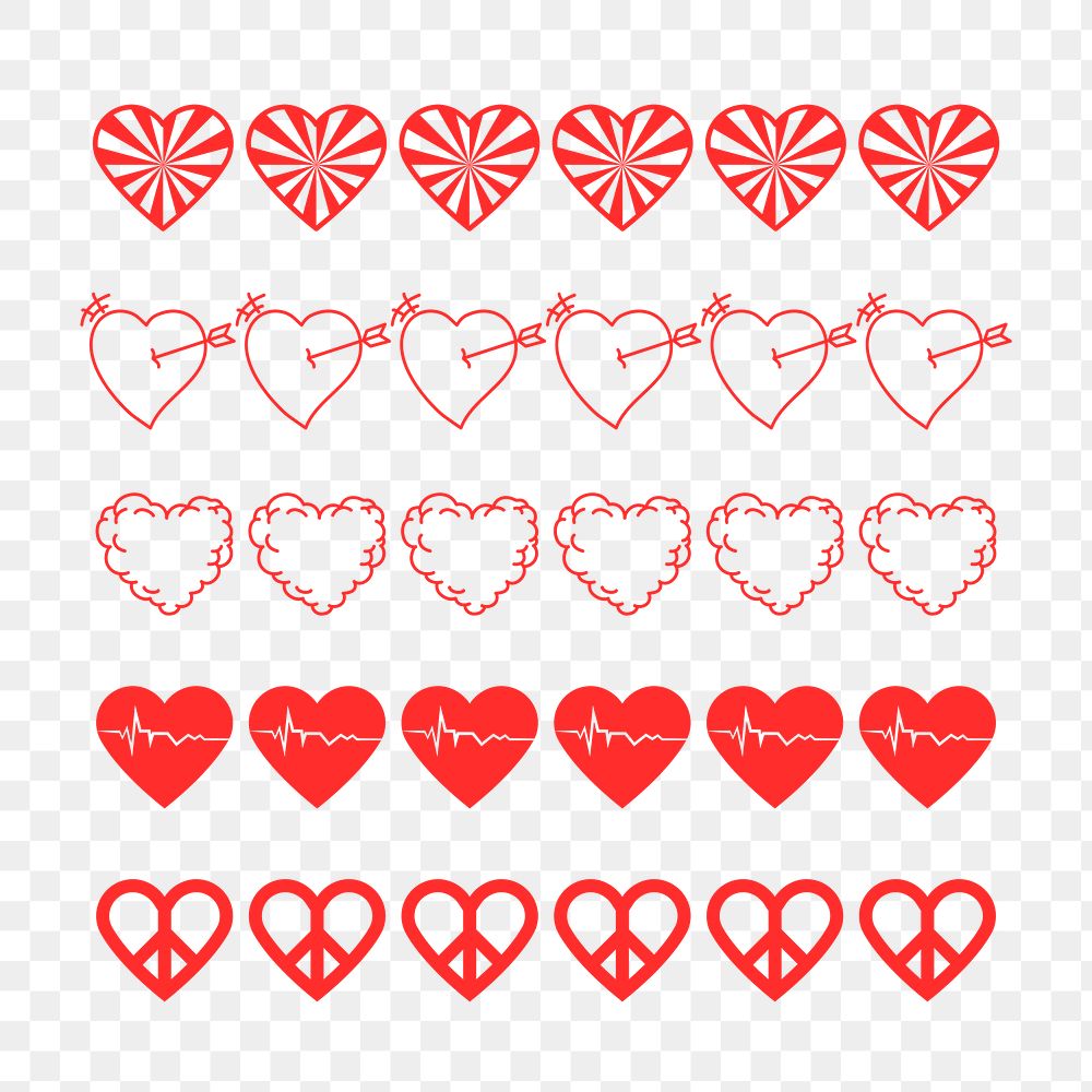 Heart divider PNG, cute love sticker set