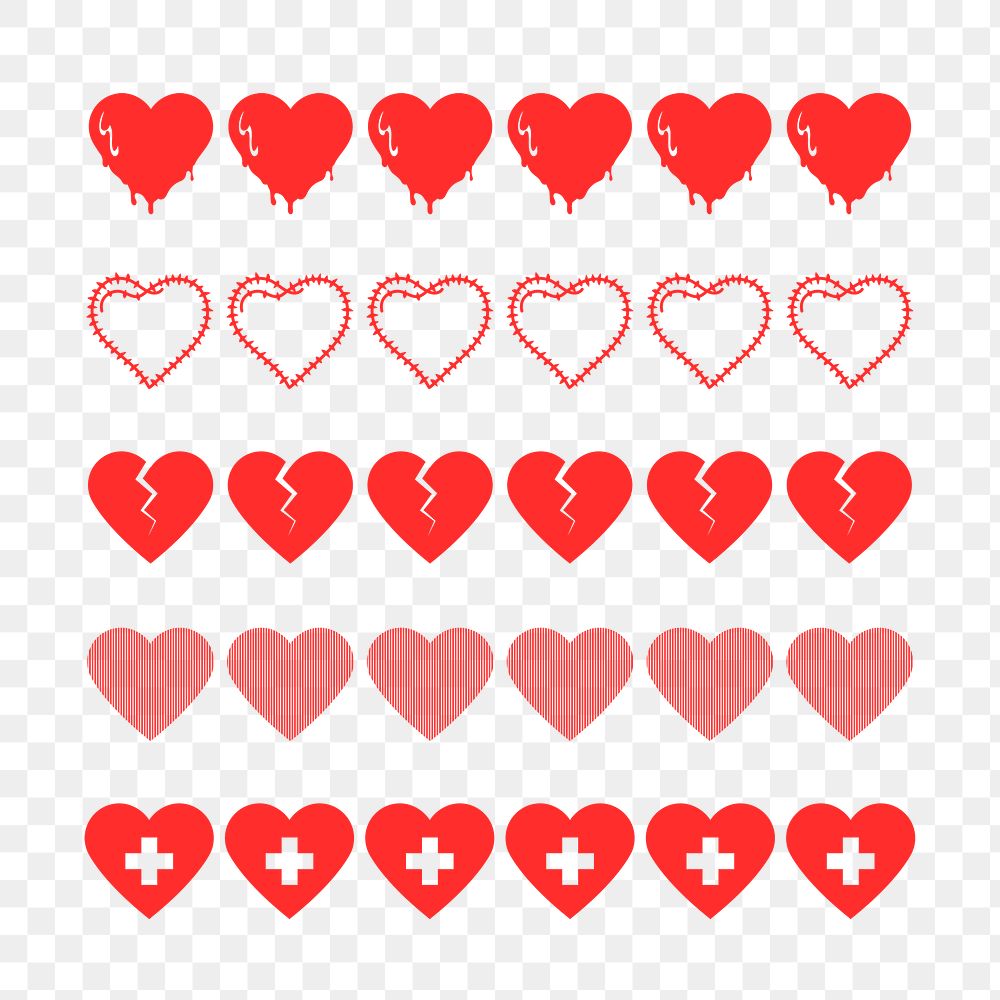 Heart divider PNG, cute love sticker set