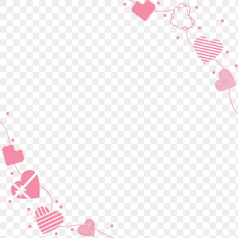Valentine frame PNG, cute heart border transparent background