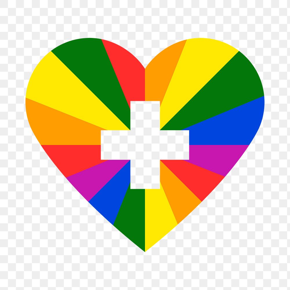 Heart PNG sticker, rainbow healthcare icon