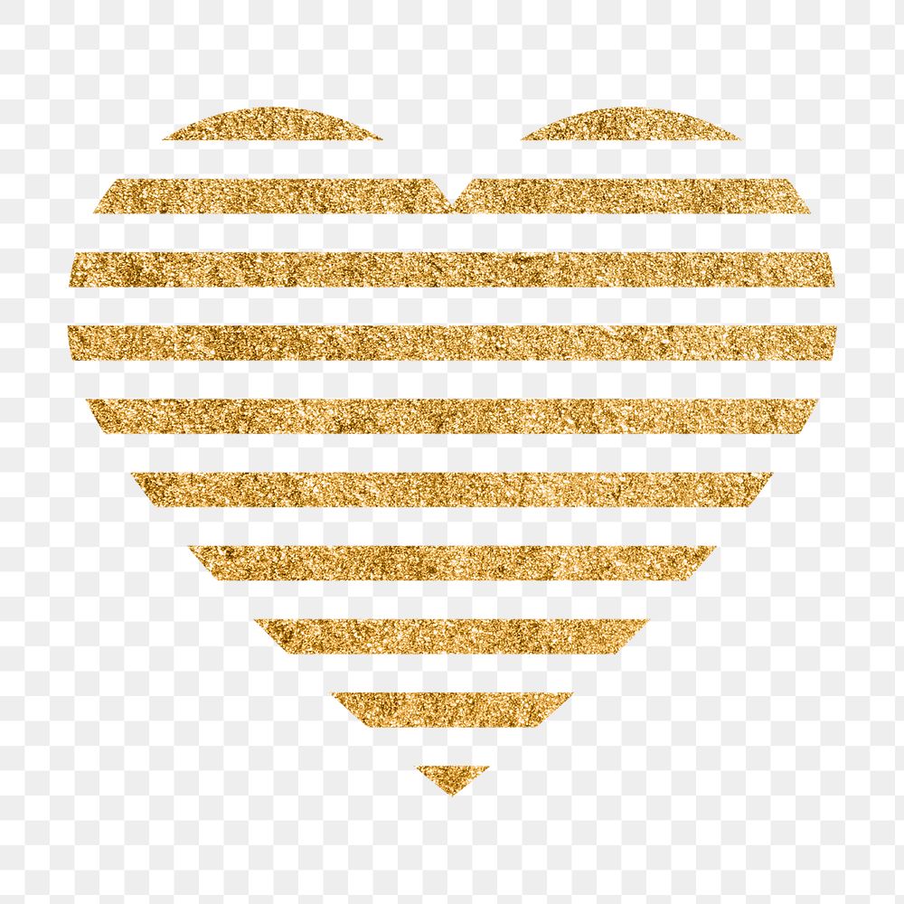 Heart PNG clipart, glitter gold stripes design icon