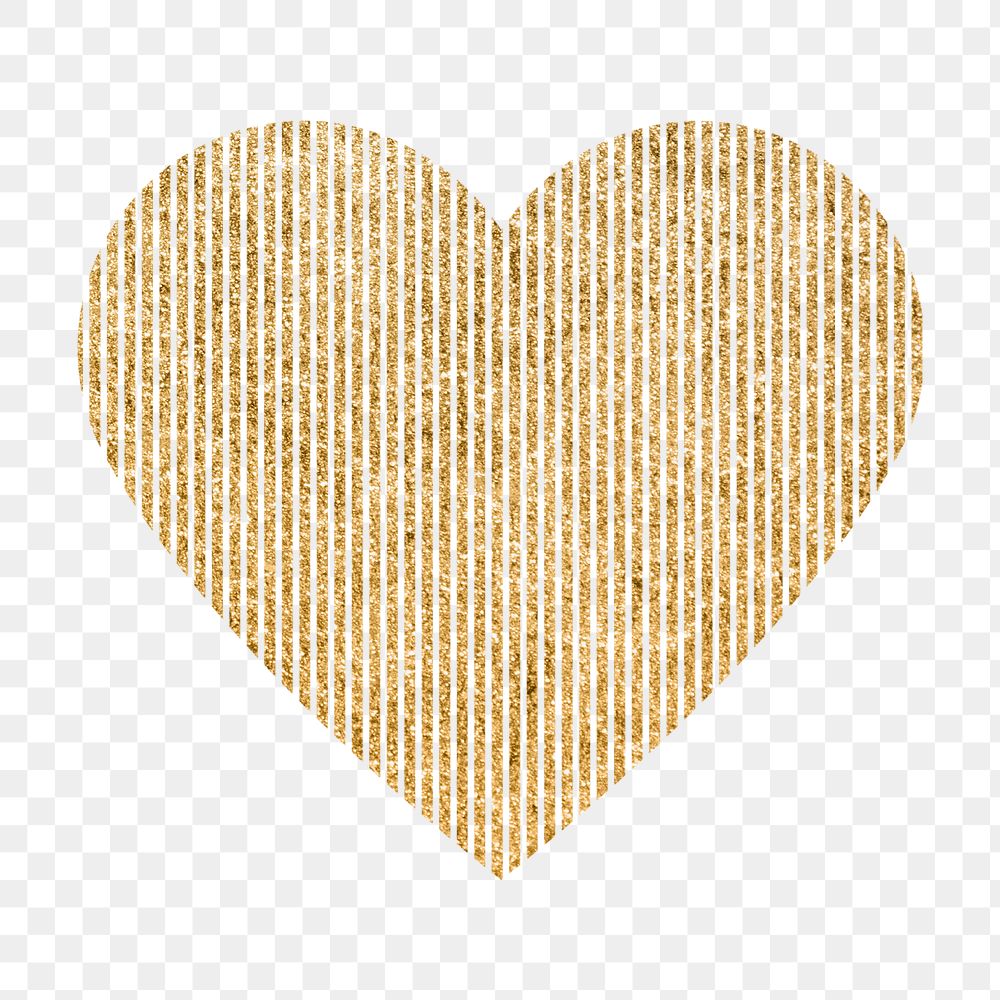 Heart PNG clipart, glitter gold stripes design icon