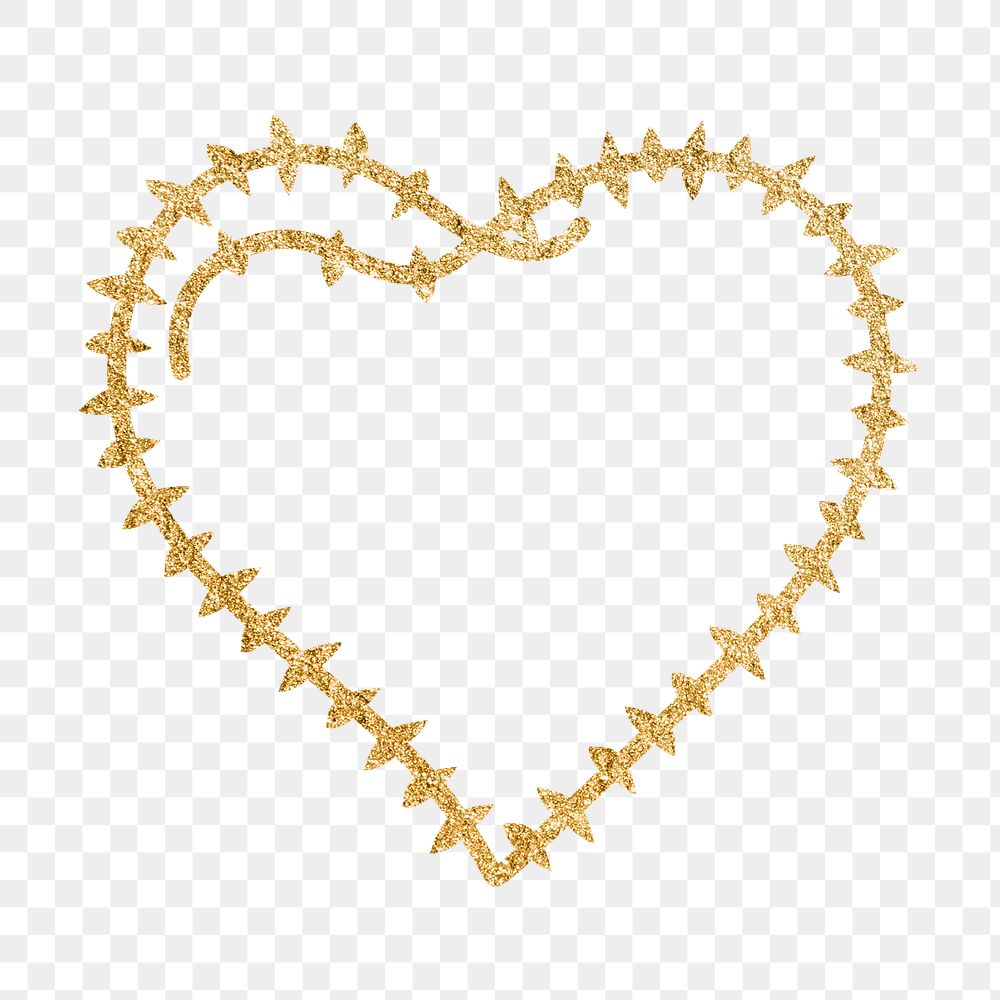 Cute Heart PNG clipart, glitter gold doodle design icon