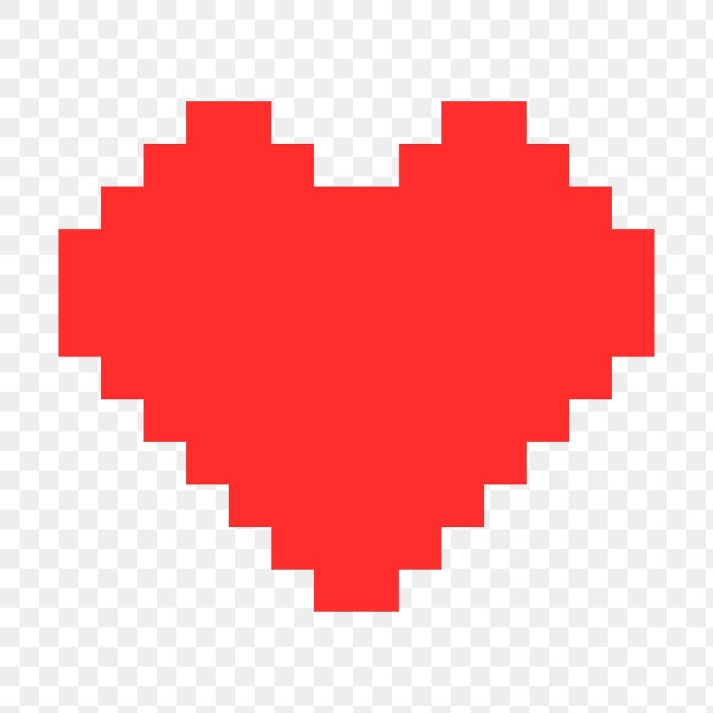 Pixelated heart PNG sticker, red design icon